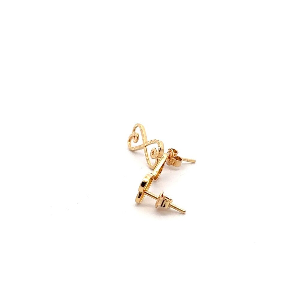 18K Gold Earrings Post Infinity 1.80 grams - Picture 3 of 9